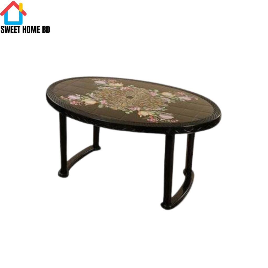 6 Seated Deluxe Table-Print Black Flower (Pl/L)
